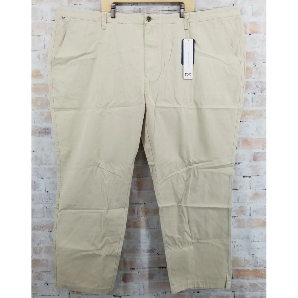 NWT Cutter & Buck Beckett Dress Pant Sand Khaki Men's 56 x 32 Cotton